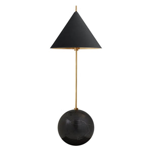 Cleon Orb Base Table Lamp - Black Sphere Base & Brass Accents Profile | HoaiLamp