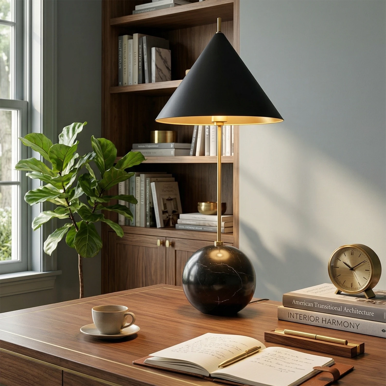 Cleon Orb Base Table Lamp (Dark Edition) - Executive Desk & Library Profile | HoaiLamp