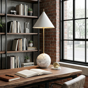 Cleon Orb Base Table Lamp - Industrial Loft & Home Office Profile | HoaiLamp