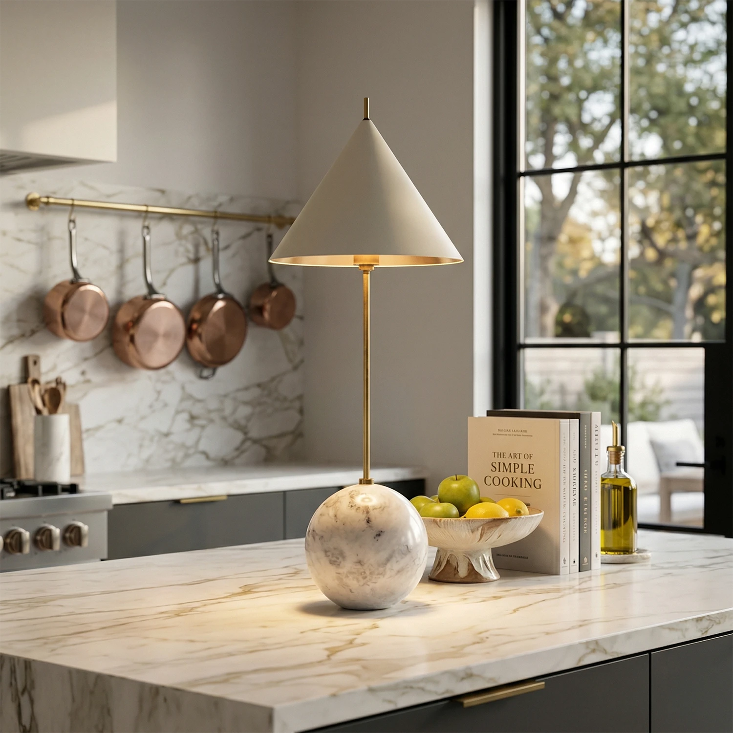Cleon Orb Base Table Lamp - Gourmet Kitchen Island & Counter Profile | HoaiLamp