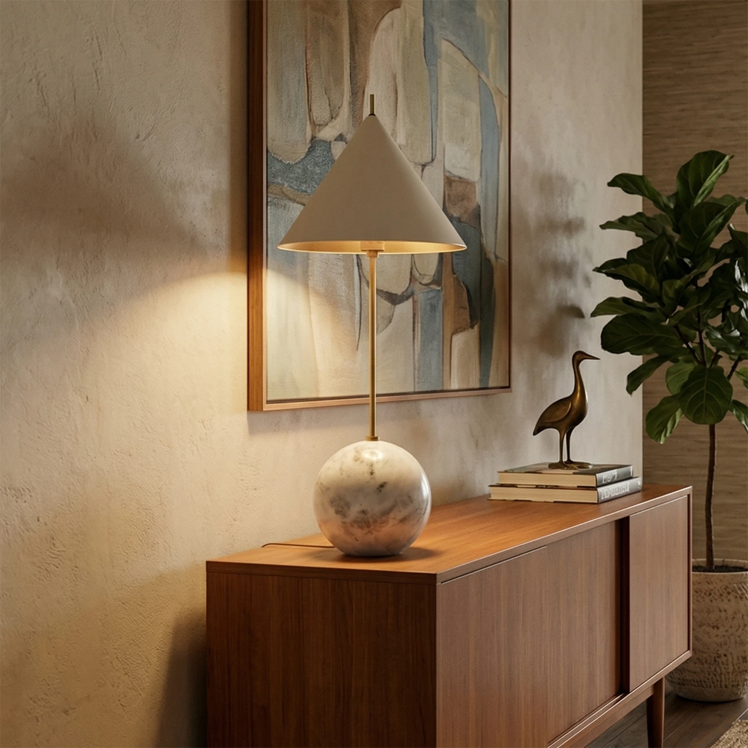 Cleon Orb Base Table Lamp - Entryway & Foyer Console Profile | HoaiLamp