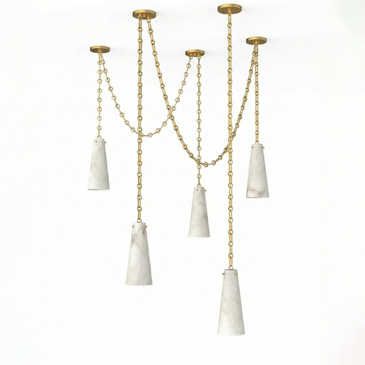 Conical Vintage Alabaster Chandelier