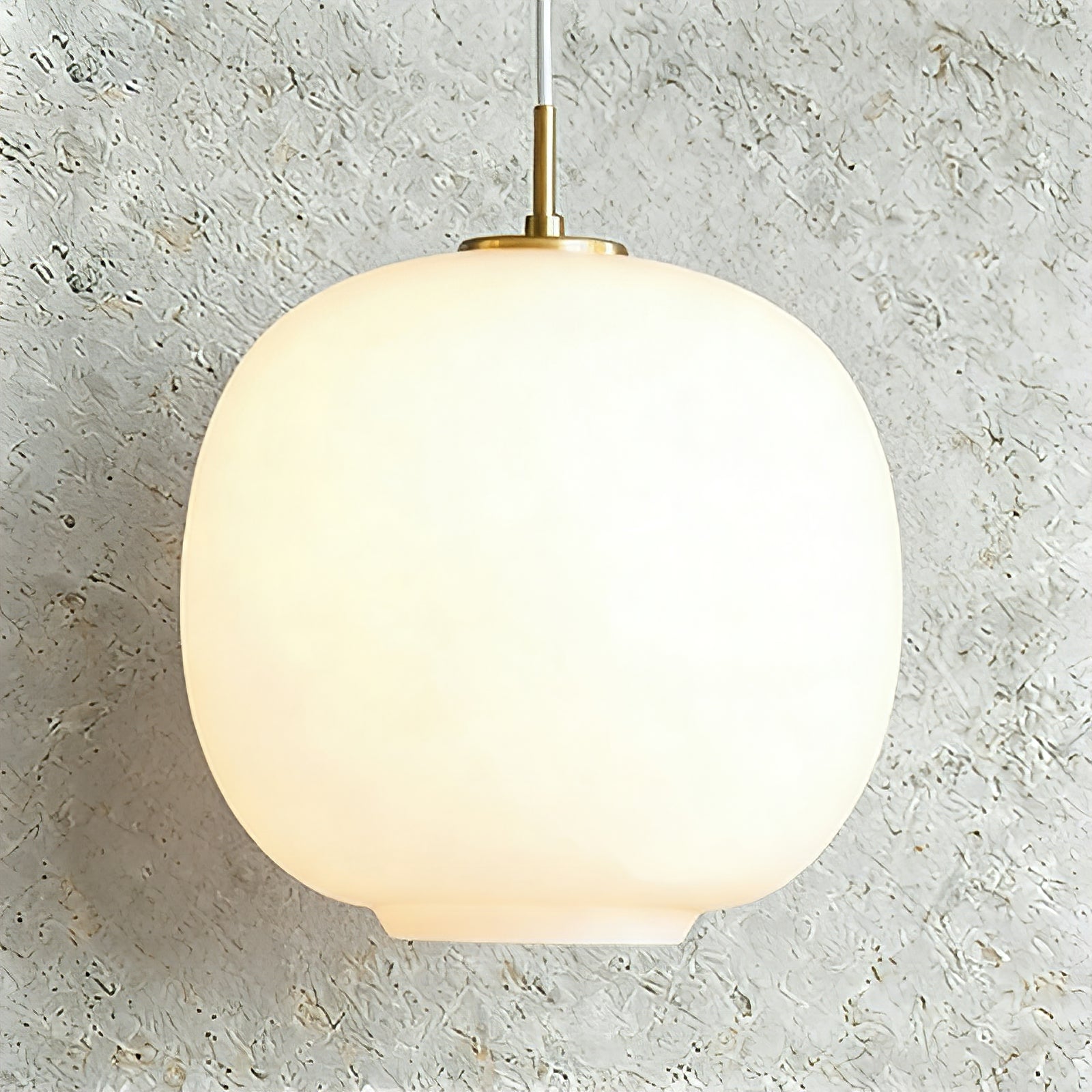 Contemporary Opal Glass Pendant Lamp - Textural Plaster Wall Soft Ambient Shaded Glow | HoaiLamp