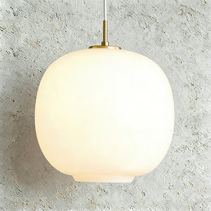 Contemporary Opal Glass Pendant Lamp - Textural Plaster Wall Soft Ambient Shaded Glow | HoaiLamp
