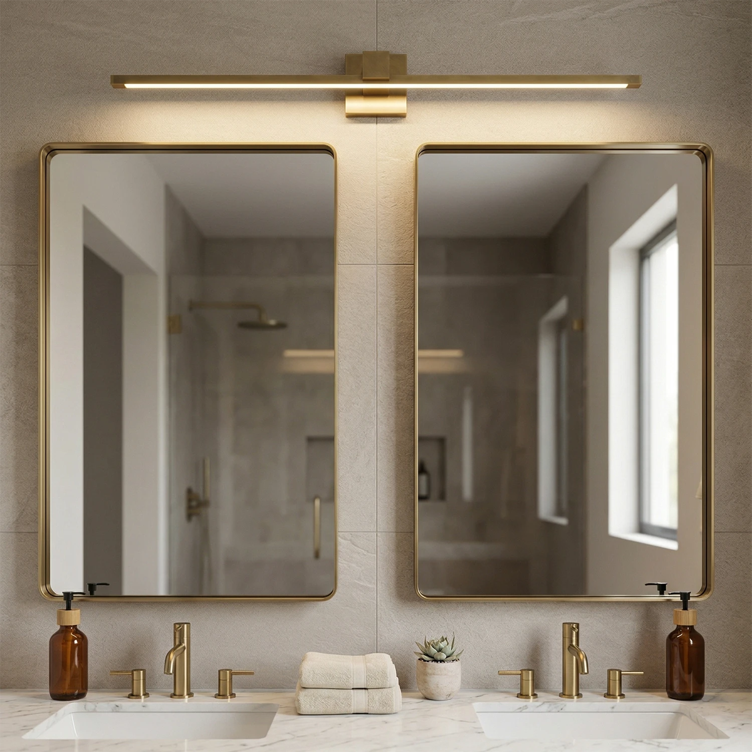 Corinth Brass Picture Light - Sophisticated Bathroom Vanity | HoaiLamp
