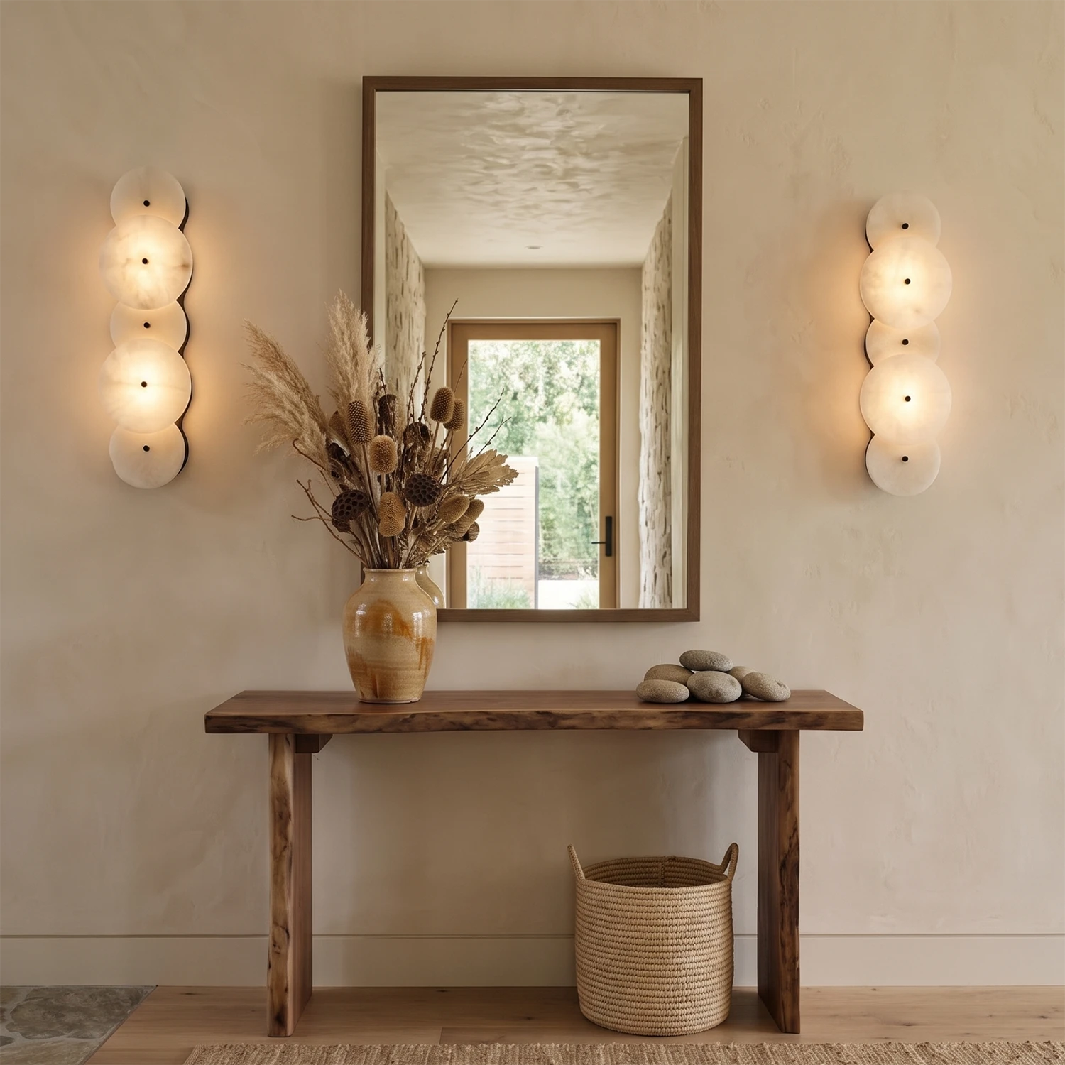 Cosmic 5-Round Alabaster Sconce - Minimalist Entryway Console Focal Point | HoaiLamp