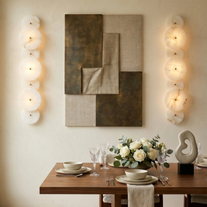 Cosmic 7-Round Alabaster Sconce - Sophisticated Dining Room Gallery Feature | HoaiLamp