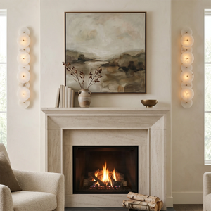 Cosmic 9-Round Alabaster Sconce - Grand Fireplace Mantel Symmetry Lighting | HoaiLamp