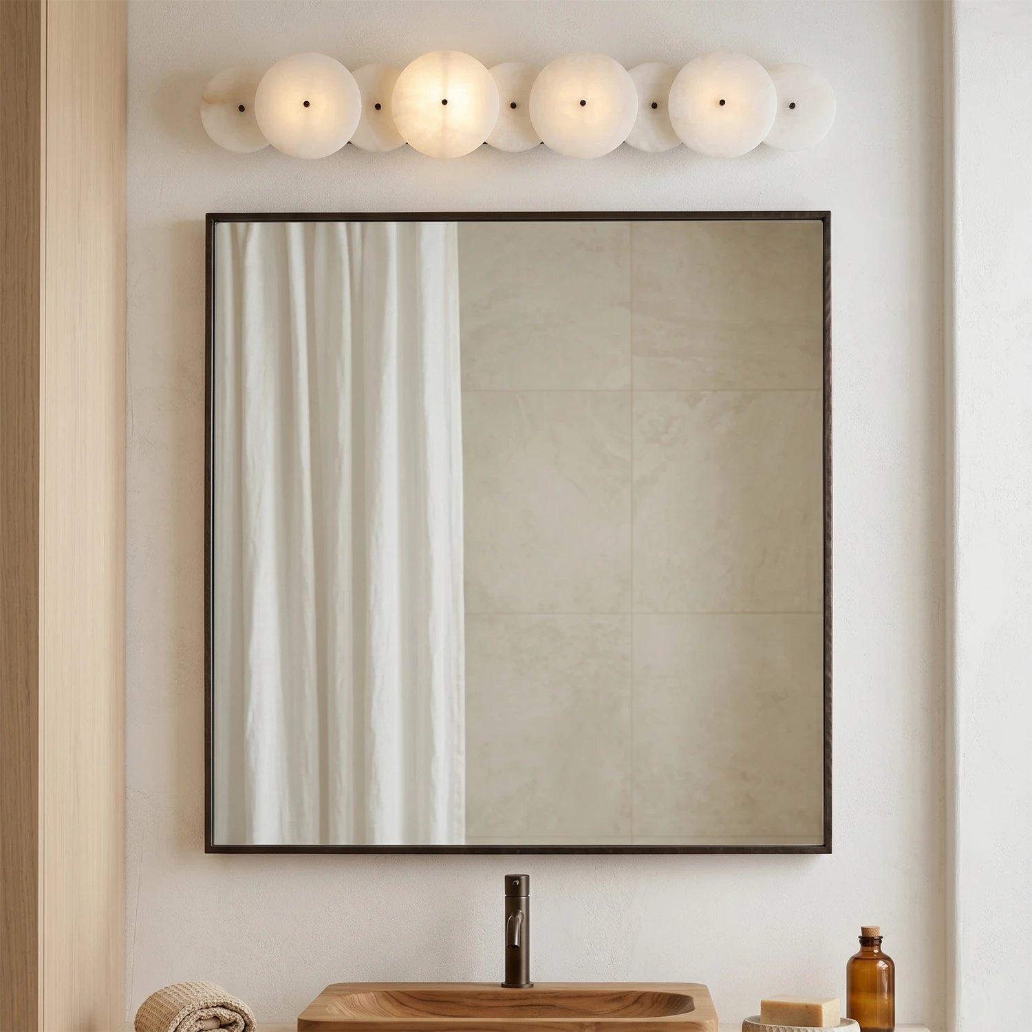 Cosmic Alabaster Sconce - Modern Spa Vanity Gallery | HoaiLamp