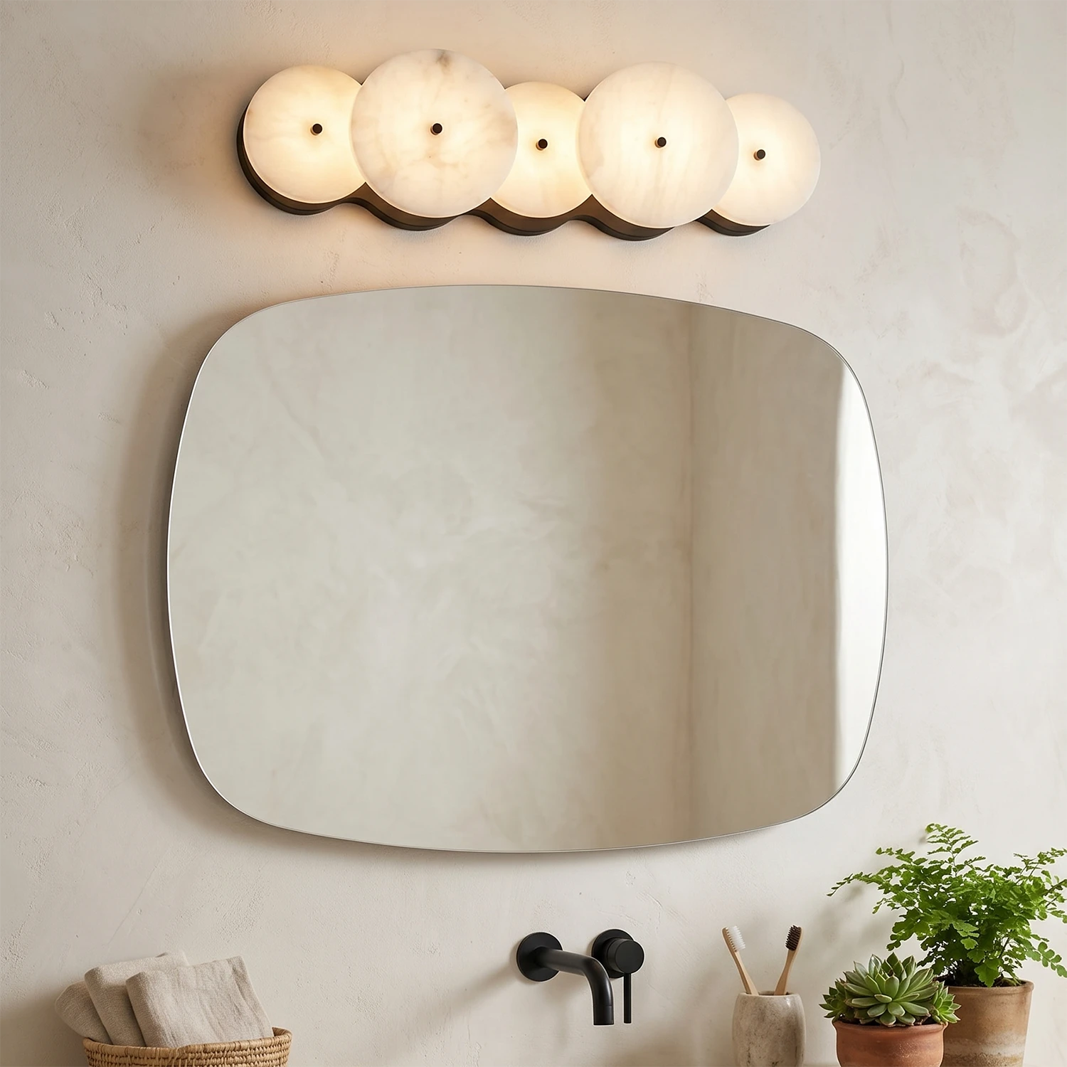 Cosmic Alabaster Sconce - Organic Minimalist Bathroom | HoaiLamp