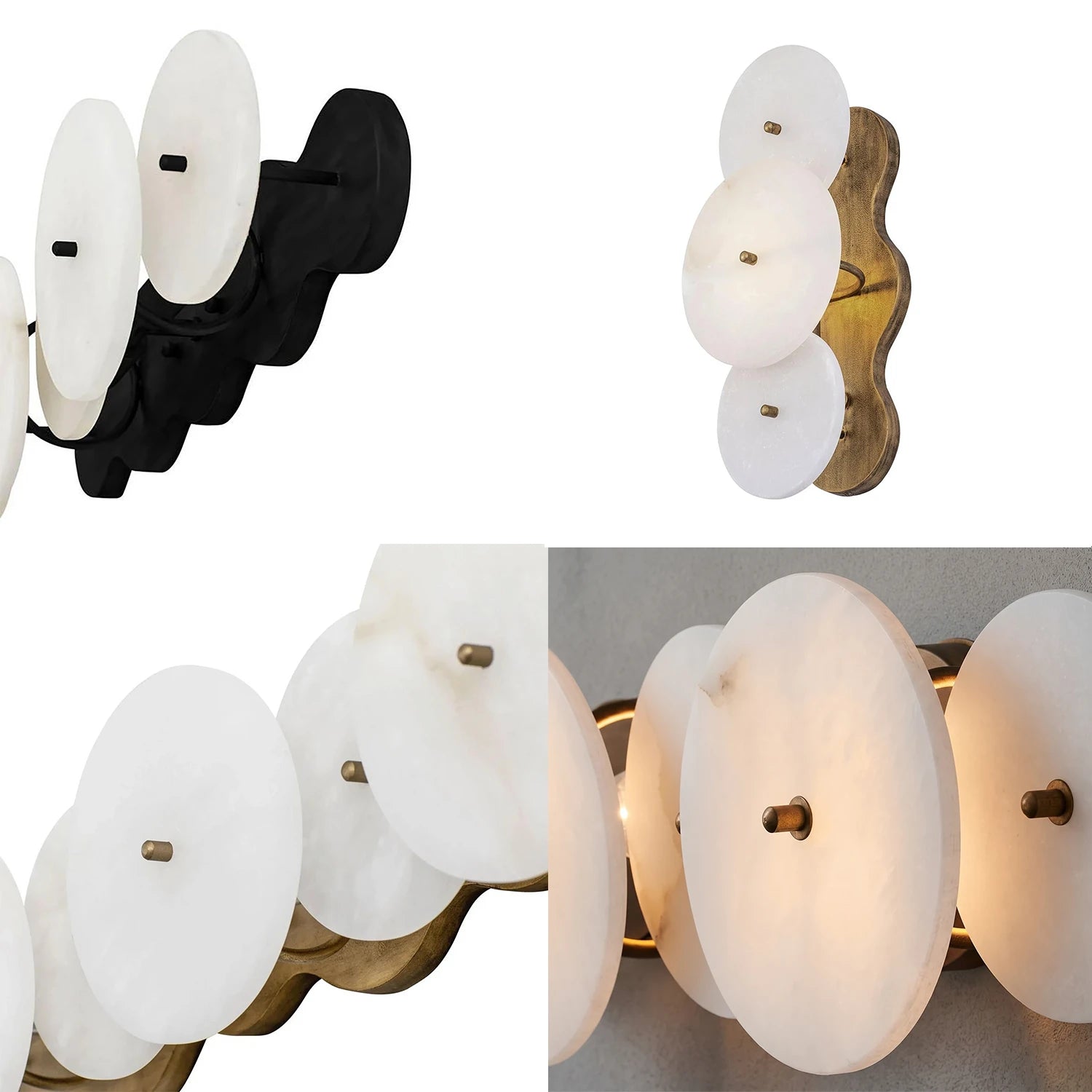 HoaiLamp | Cosmic Series: Art Deco Wavy Linear Alabaster Sconce - Natural Translucent Stone Modern Luxury Wall Light for Gallery & Living Room