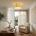 Crosshatch Linen Fabric Ceiling Light - Cozy Cream Living Room Accent Armchair Lounge | HoaiLamp
