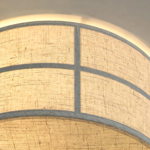 Crosshatch Linen Fabric Ceiling Light - Illuminated Mesh Fabric Shade Close-Up Detail | HoaiLamp