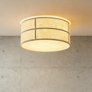 Crosshatch Linen Fabric Ceiling Light - Minimalist Architectural Concrete Wall Backdrop | HoaiLamp