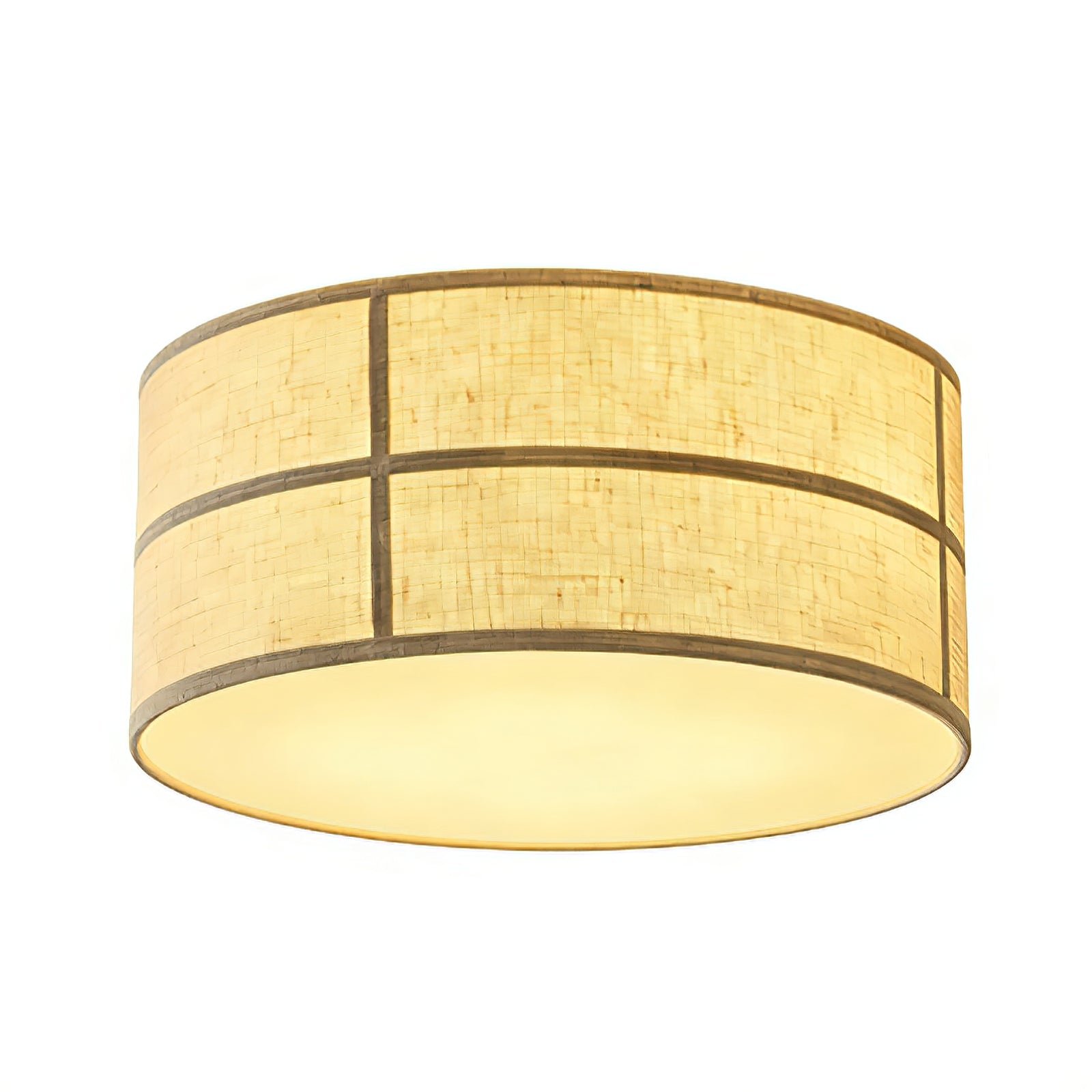 Crosshatch Linen Fabric Ceiling Light - Isolated Studio Product SKU White Background | HoaiLamp