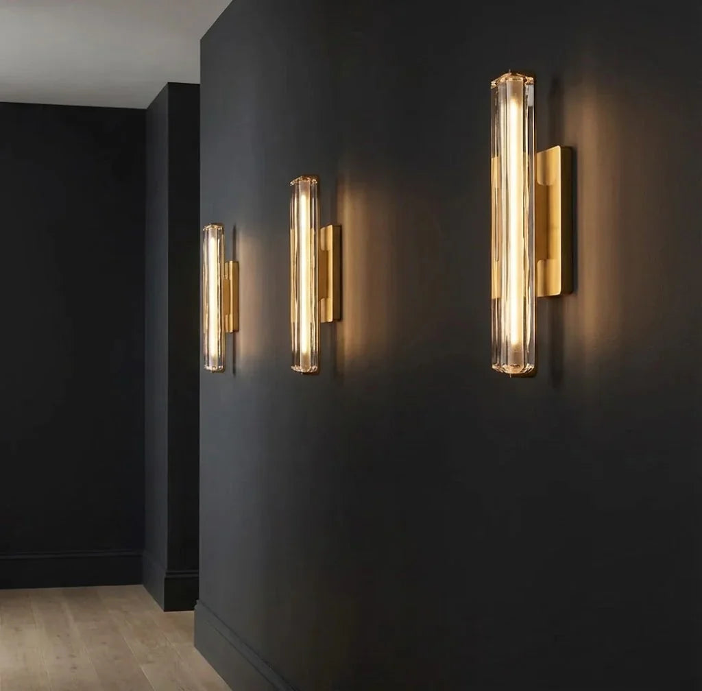 Crystal Prism Wall Sconce Light Fixture - Bold Dark Wall Contrast | HoaiLamp