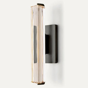 Crystal Prism Wall Sconce Light Fixture - Black & Brass Medium Length Sconce | HoaiLamp
