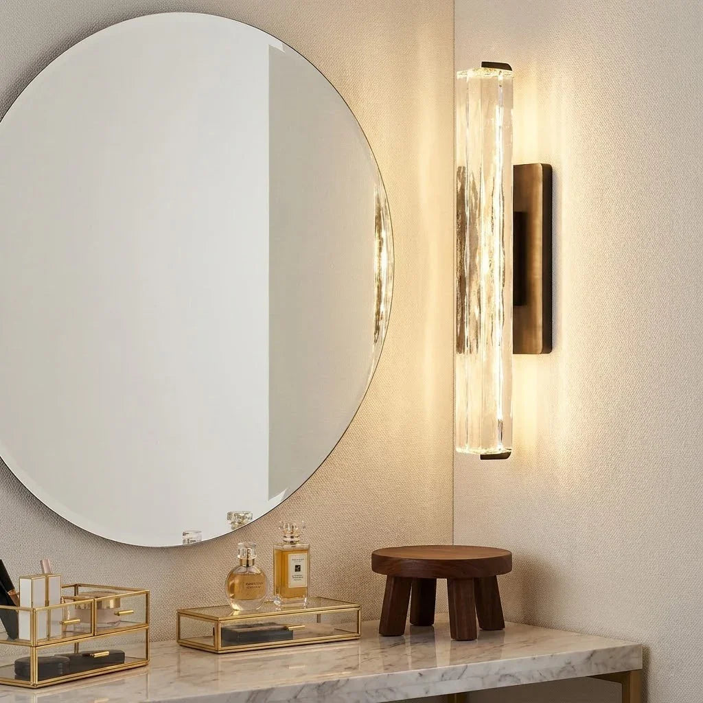 Crystal Prism Wall Sconce Light Fixture - Chic Powder Room Mirror Side lighting | HoaiLamp