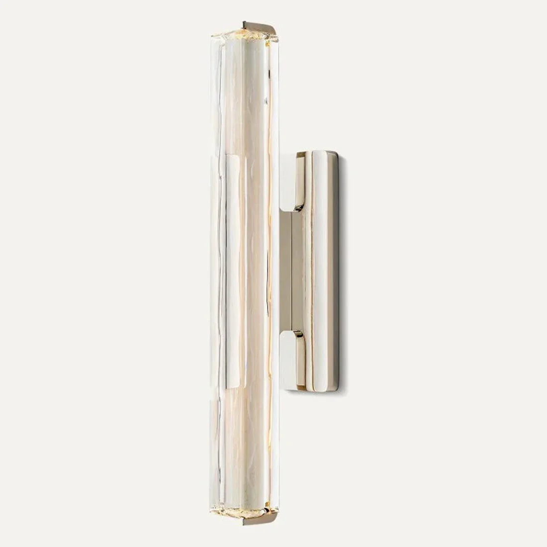 Crystal Prism Wall Sconce Light Fixture - Polished Nickel / Silver Profile | HoaiLamp
