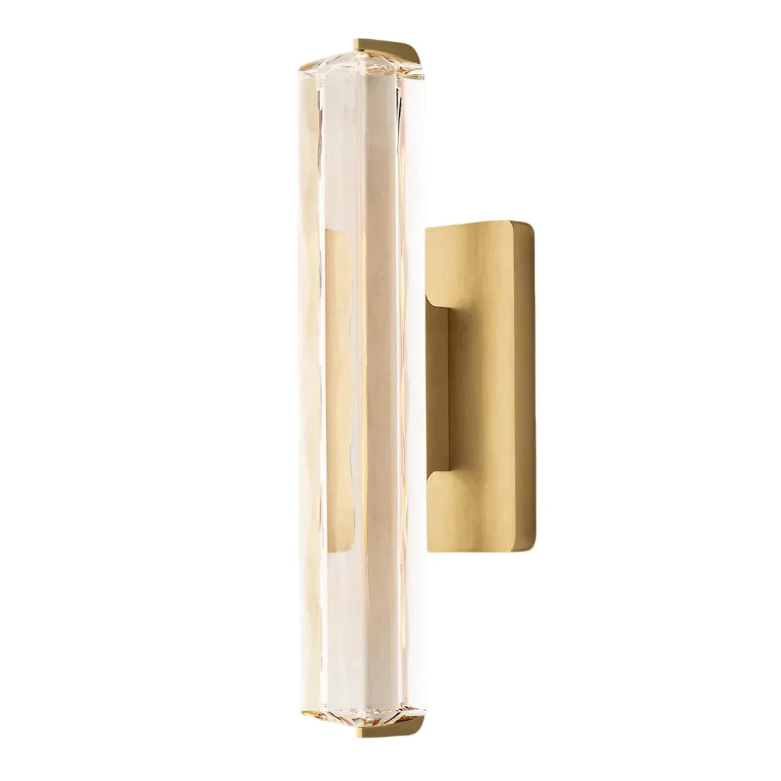 Crystal Prism Wall Sconce Light Fixture - Minimalist Brass & Textured Glass Design | HoaiLamp