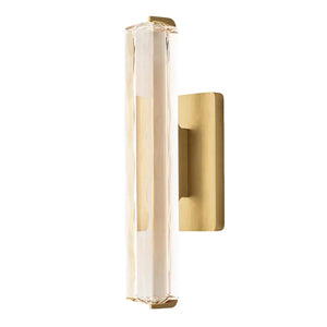 Crystal Prism Wall Sconce Light Fixture - Minimalist Brass & Textured Glass Design | HoaiLamp