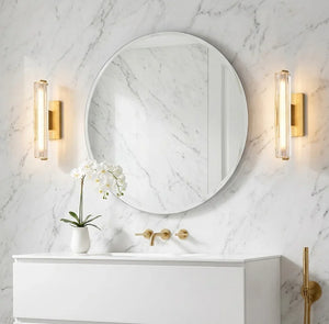Crystal Prism Wall Sconce Light Fixture - Elegant Marble Vanity Symmetry | HoaiLamp