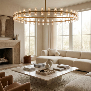 CrystalRay Linear Chandelier Series - Contemporary Living Room White Sectional Sofa | HoaiLamp