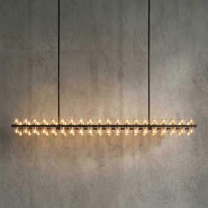 CrystalRay Linear Chandelier Series - Studio Concrete Wall Linear Island Pendant Black Lit | HoaiLamp