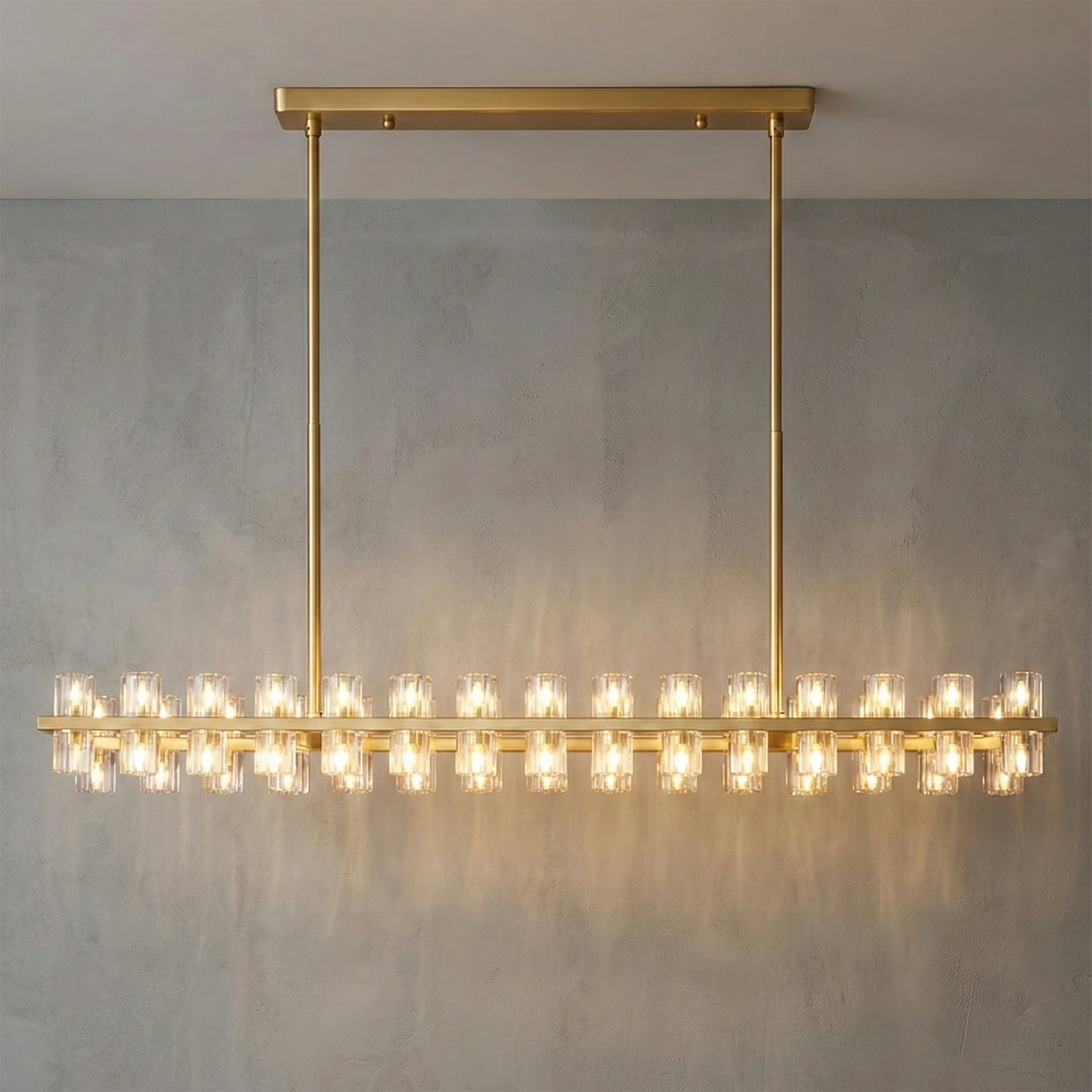 CrystalRay Linear Chandelier Series - Studio Grey Backdrop Linear Island Pendant | HoaiLamp