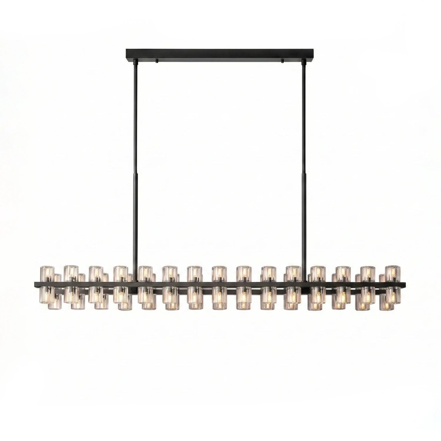 CrystalRay Linear Chandelier Series - Studio White Background Linear Island Chandelier Black Unlit | HoaiLamp