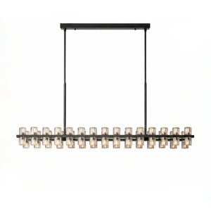 CrystalRay Linear Chandelier Series - Studio White Background Linear Island Chandelier Black Unlit | HoaiLamp