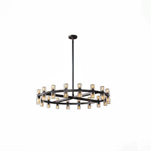 CrystalRay Linear Chandelier Series - Studio White Background Single Tier Halo Black Lit | HoaiLamp