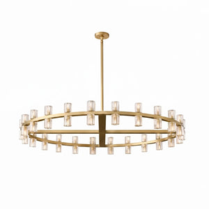 CrystalRay Linear Chandelier Series - Studio White Background Single Tier Halo Gold Brass Lit | HoaiLamp