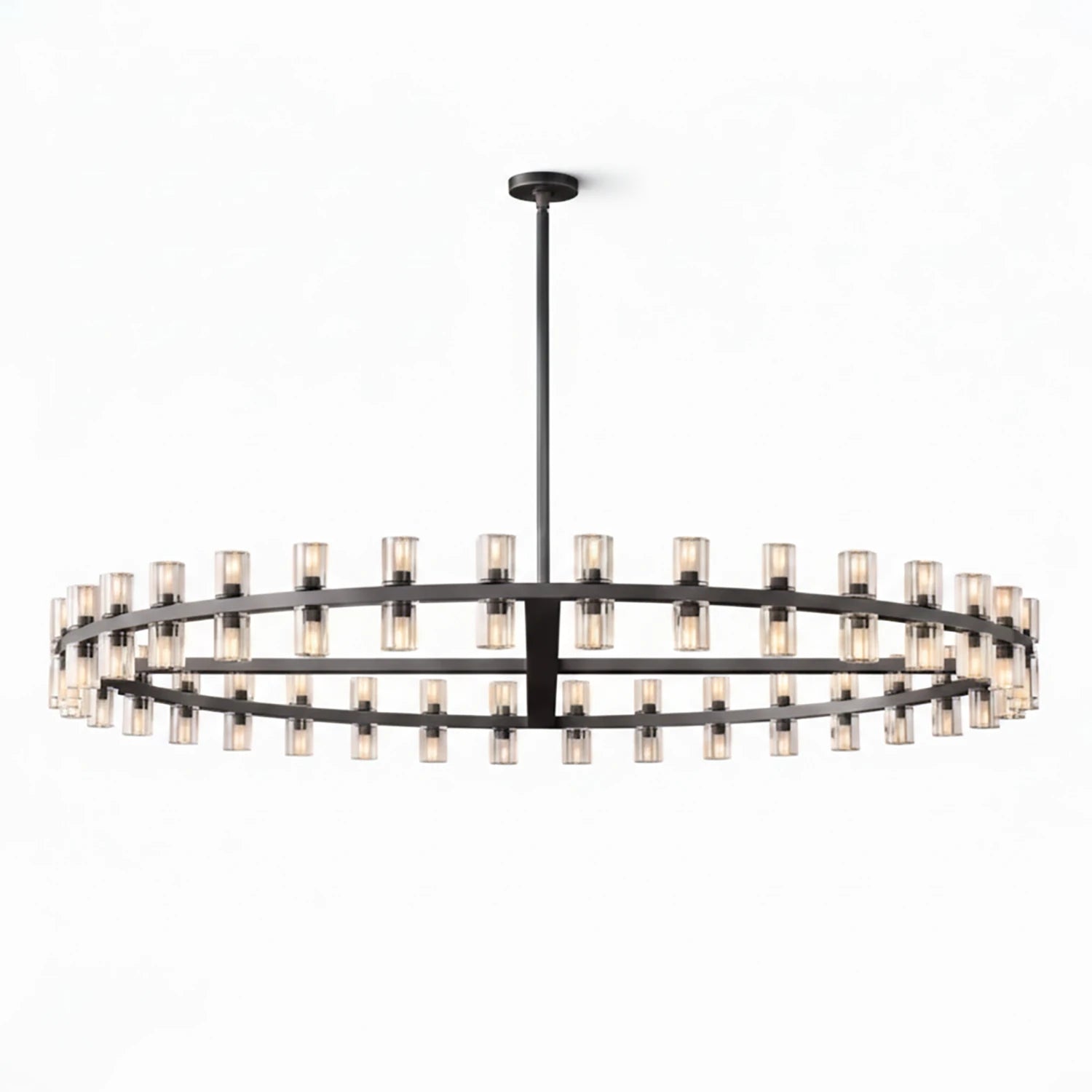 CrystalRay Linear Chandelier Series - Studio White Background Single Tier Large Ring Black Unlit | HoaiLamp