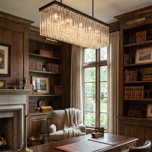 Murano Star Glass Brass Pendant Light - Cozy Den Dark Wood Paneling Classic Fireplace Leather Armchair | HoaiLamp