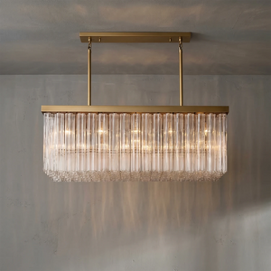 Murano Star Glass Brass Pendant Light - Studio Grey Concrete Linear Rectangular Island Gold Lit | HoaiLamp