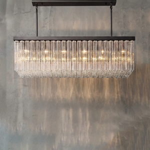 Murano Star Glass Brass Pendant Light - Studio Grey Concrete Linear Rectangular Island Matte Black Lit | HoaiLamp