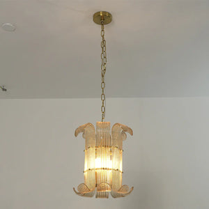 Curved Glass Slat Drum Wall Lamp - Studio Off White Wall Low Angle Warm Light | HoaiLamp