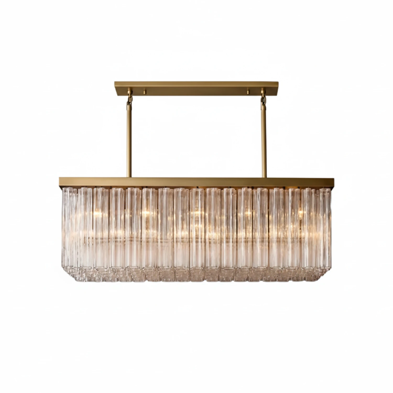Murano Star Glass Brass Pendant Light - Studio White Background Linear Rectangular Island Gold | HoaiLamp