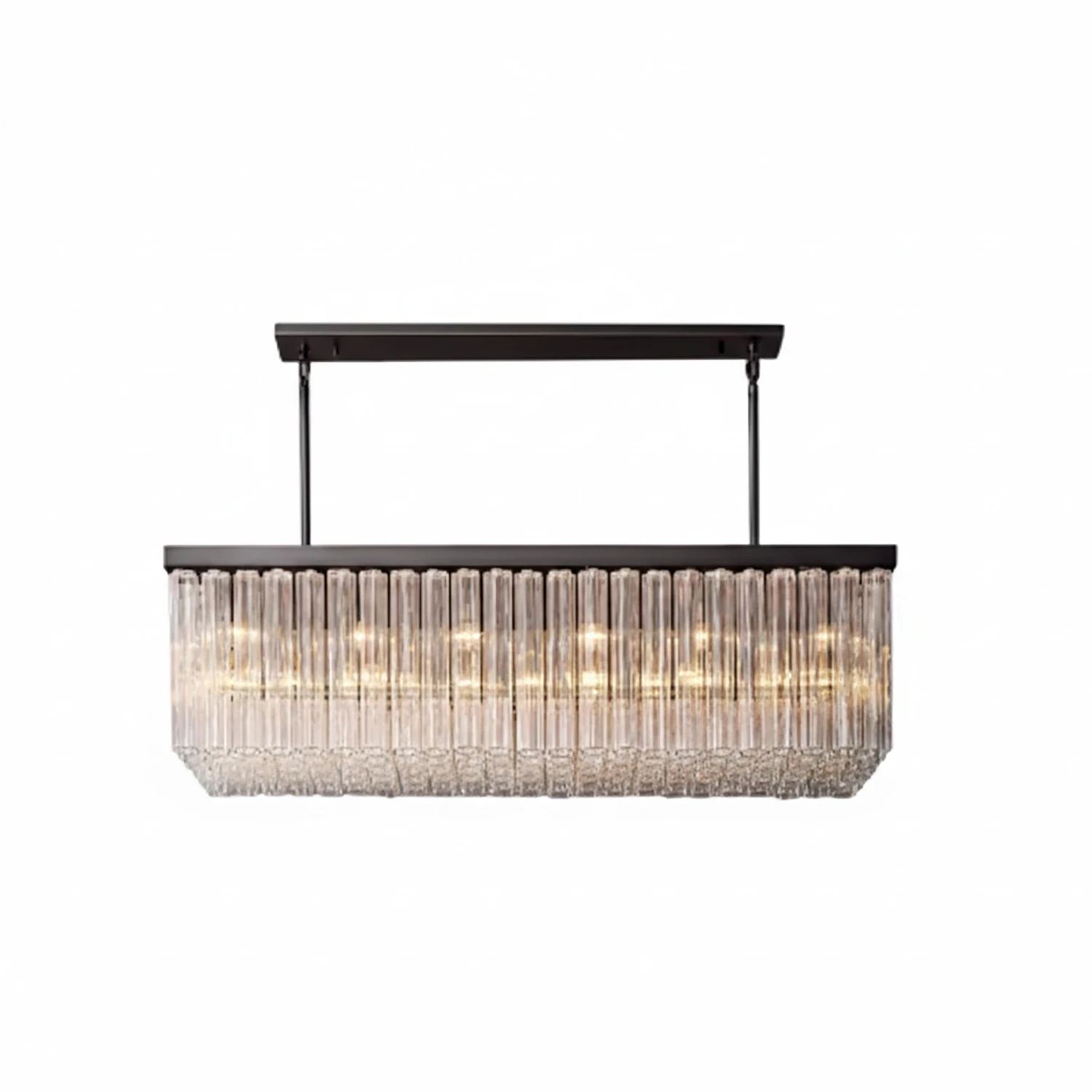 Murano Star Glass Brass Pendant Light - Studio White Background Linear Rectangular Island Matte Black | HoaiLamp