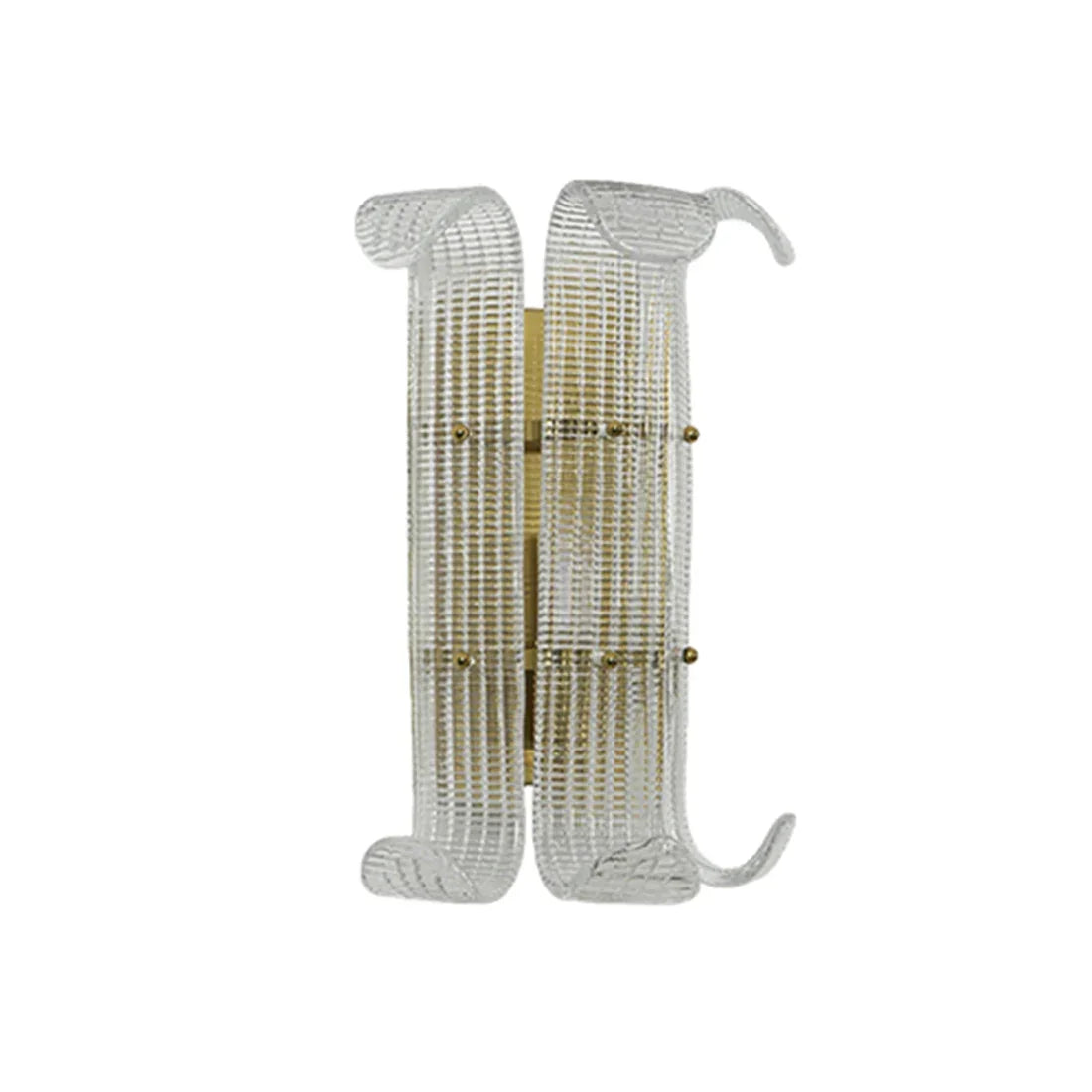 Curved Glass Slat Drum Wall Lamp - Studio White Background Front Orthographic View | HoaiLamp