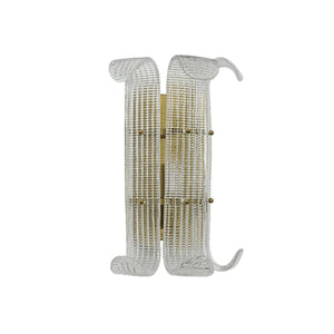 Curved Glass Slat Drum Wall Lamp - Studio White Background Front Orthographic View | HoaiLamp