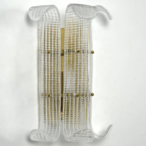 Curved Glass Slat Drum Wall Lamp - Studio White Background Frontal Flat Shot Unlit | HoaiLamp