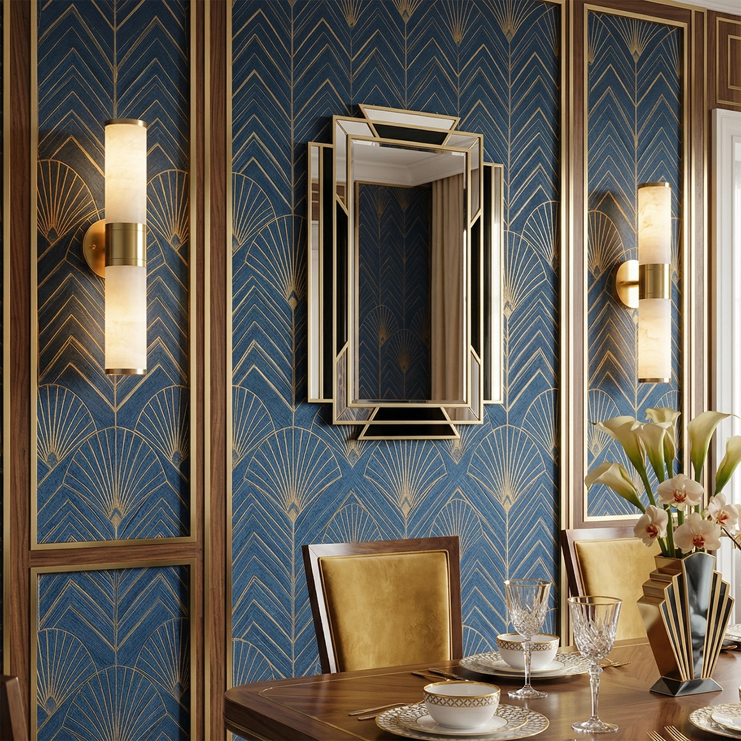 Cylindrical Alabaster Wall Lamp - Opulent Art Deco Wall Decor for Dining Room | HoaiLamp