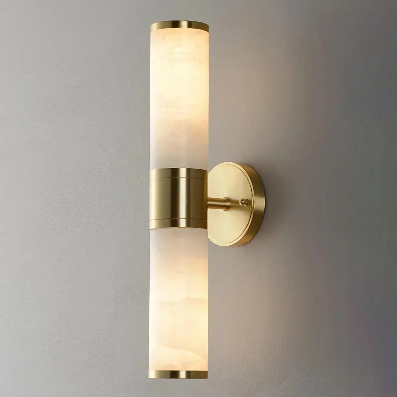 Cylindrical Alabaster Wall Lamp - Fully Illuminated Double-End Glow Effect | HoaiLamp