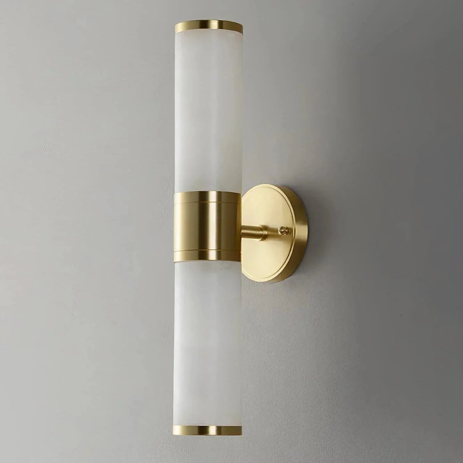 Cylindrical Alabaster Wall Lamp - Unlit View Showing Pure Stone Aesthetics | HoaiLamp