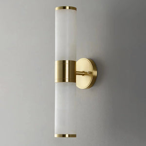 Cylindrical Alabaster Wall Lamp - Unlit View Showing Pure Stone Aesthetics | HoaiLamp