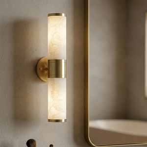 Cylindrical Alabaster Wall Sconce — Exquisite, Luxurious Accent for Bathroom Mirrors | HoaiLamp
