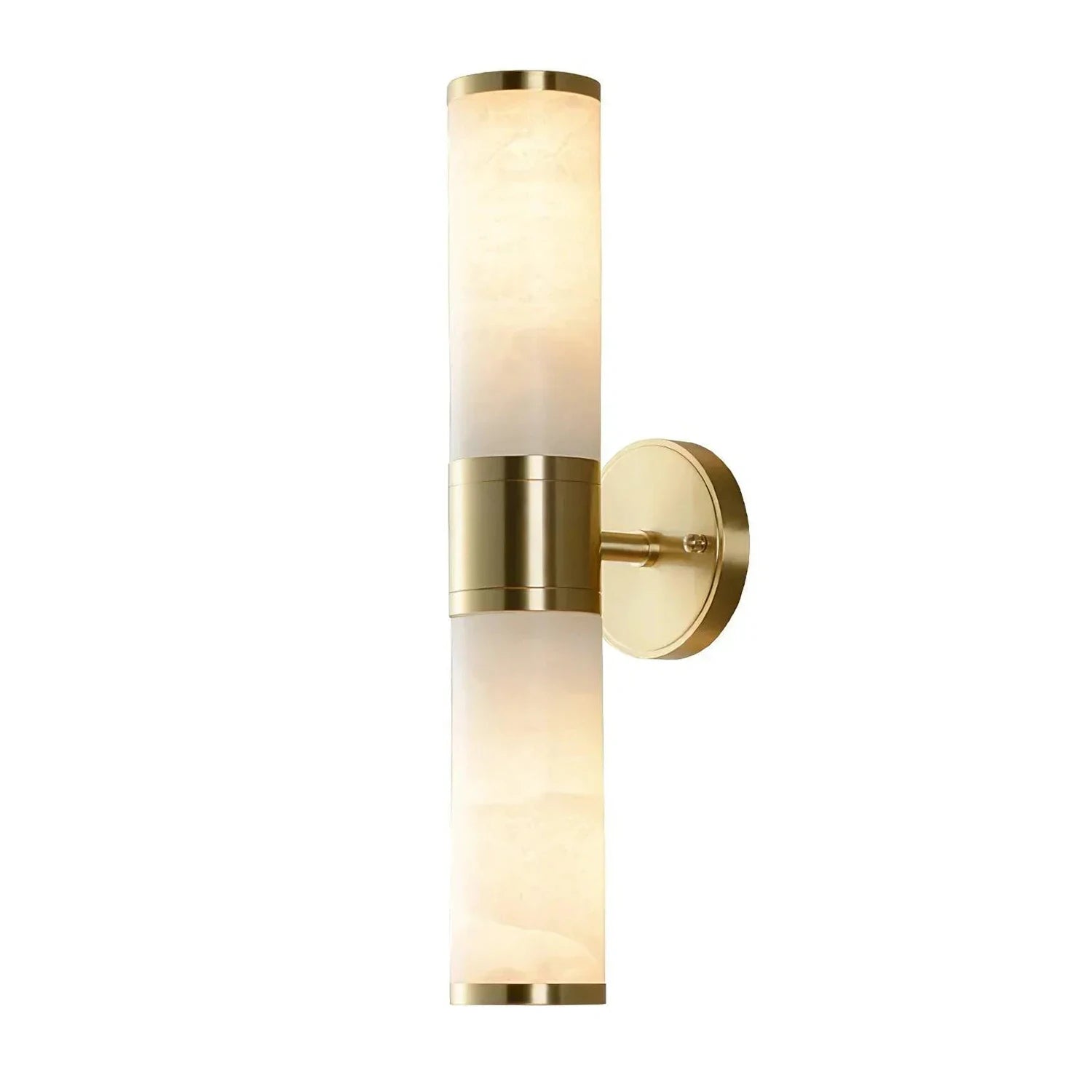 Cylindrical Alabaster Wall Lamp - Elegant Double-Light Pillar on White Background | HoaiLamp