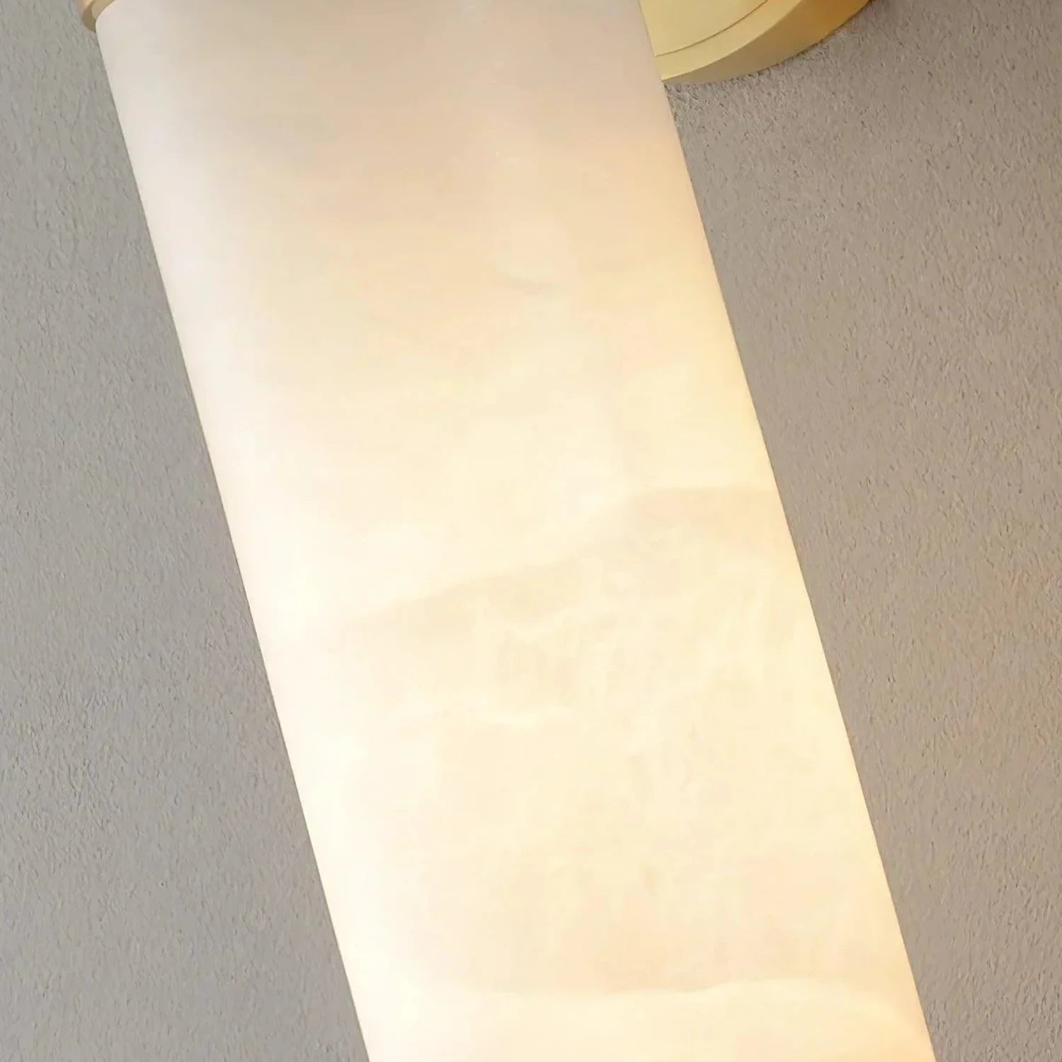 Cylindrical Alabaster Wall Lamp - Close-up of Natural Translucent Stone Texture | HoaiLamp